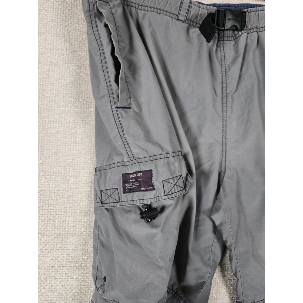 Old Navy Trek Cargo Shorts Gray Mens Large Y2K Techwear Baggy Gorpcore Belted - Picture 4 of 14